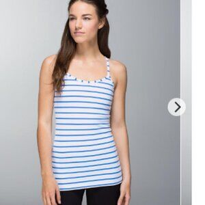 LULULEMON power y tank blue and white size 2